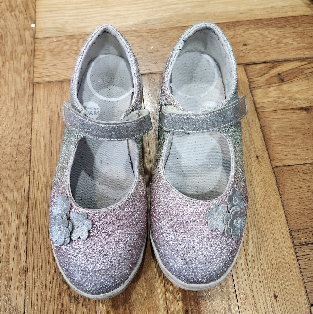 Stride Rite Holly Mary Jane Glittery Pink and Silver Girls Shoes 1.5w